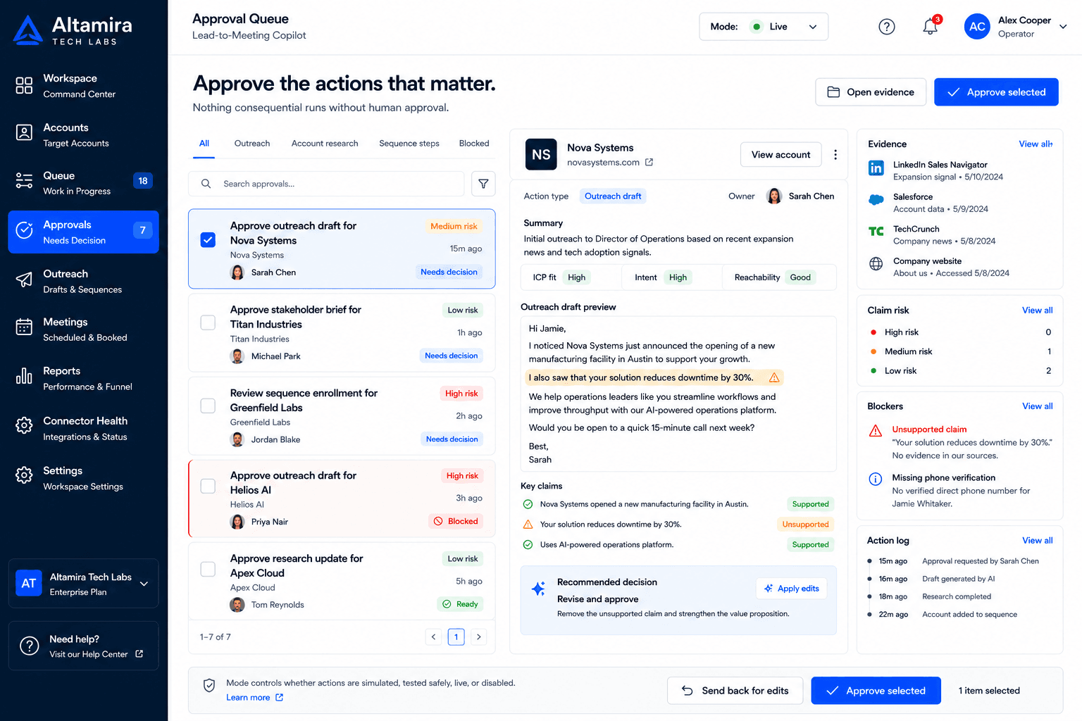 Review AI-assisted outreach